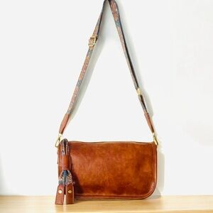 Brown Vegan Leather Crossbody Bag with Boho Strap